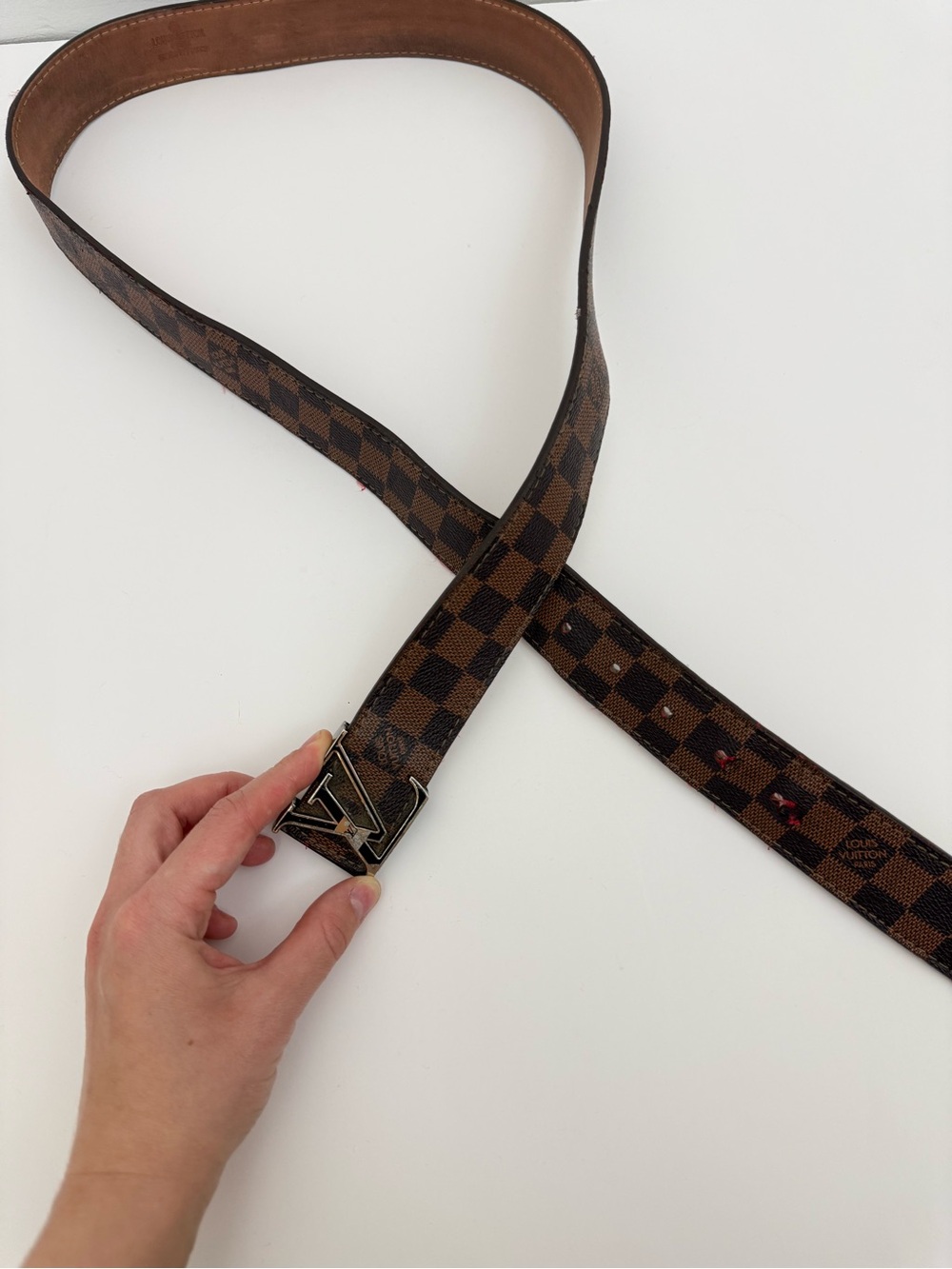 Louis Vuitton Brown Damier Canvas Belt with Silver Buckle